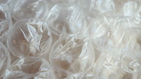 Large bubble wrap packaging extreme close up stock footage Stock Footage 142826542