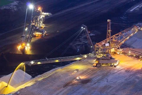 A large bucket wheel excavator in a lignite quarry, Germany Stock Photos