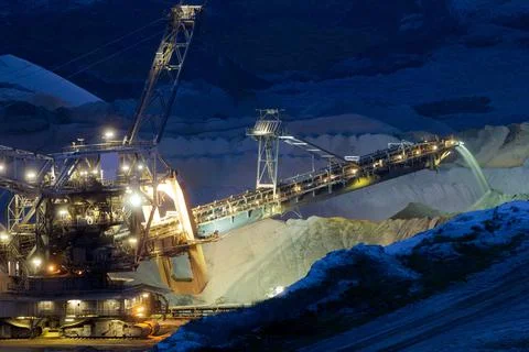 A large bucket wheel excavator in a lignite quarry, Germany Stock Photos