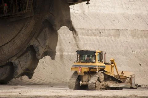 A large bucket wheel excavator in a lignite quarry, Germany Stock Photos