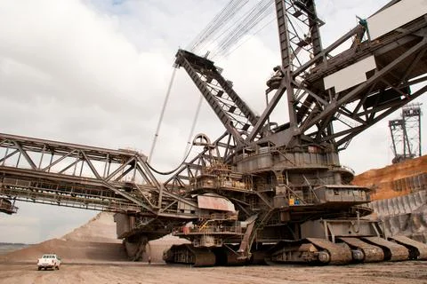 A large bucket wheel excavator in a lignite quarry, Germany Stock Photos