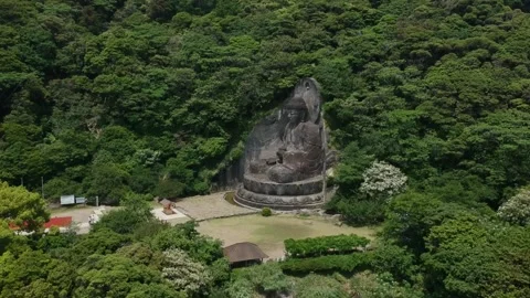 Large Buddha statue sitting in the forest Stock Footage 147362052