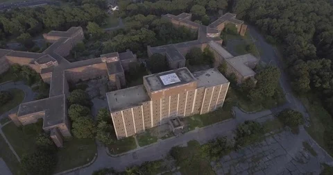Large Building Aerial Stock Footage 79970655