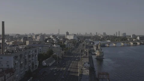 A large building in the background aerial view Stock Footage 129420758
