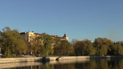 A large building in the background Stock Footage 130138500