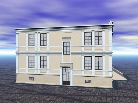 Large building complex with business premises Ilustración de archivo