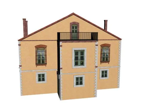Large building complex with business premises Ilustración de archivo