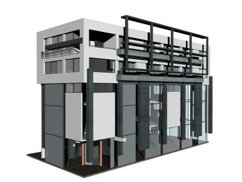 Large building complex with business premises Ilustración de archivo