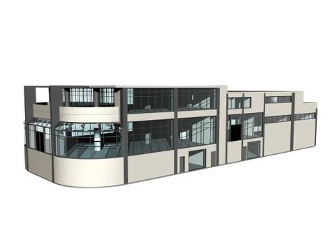 Large building complex with business premises Ilustración de archivo