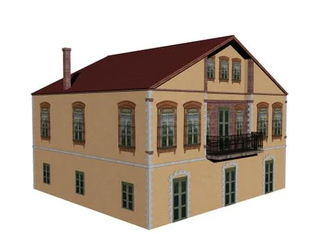 Large building complex with business premises Ilustración de archivo