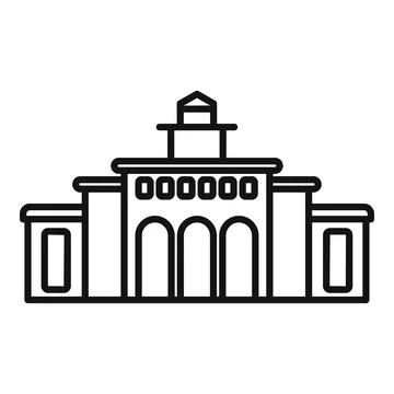 Large building facade with columns and windows drawing Ilustración de archivo