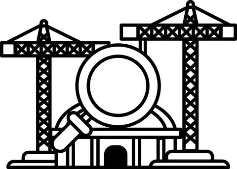 A large building with a large circular window in the middle Ilustración de archivo
