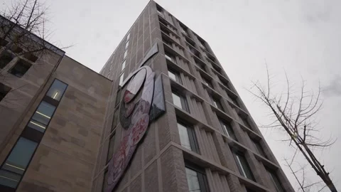 A large building with a large clock on the side Stock Footage 297858975