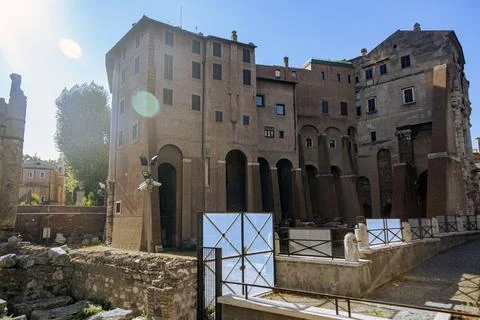 A large building with a large window on the top in Rome, Italy Stock Photos