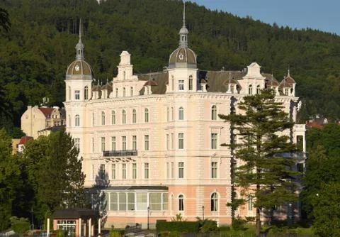 Large building located in the forest Stock Photos