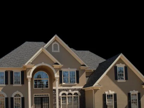 A large building in theblack background Stock Photos