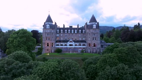 A large building with a tower and a balcony Stock Footage 306624550