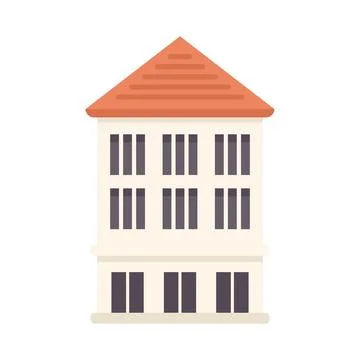 Large building with windows is standing under clear sky Ilustración de archivo