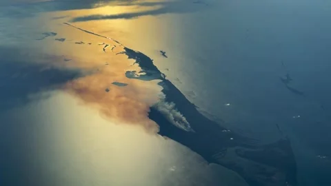 Large bush fire on Little Abaco Island (June 2026), Bahamas near Cedar Harbor Video stock 336871448