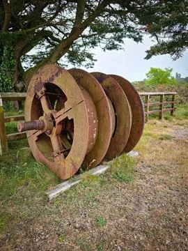 Large cable winding drum Stock Photos