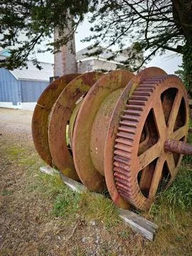 Large cable winding drum Stock Photos