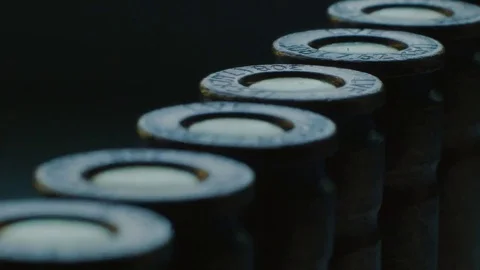 Large caliber bullets In a production Line Stock Footage 69085810