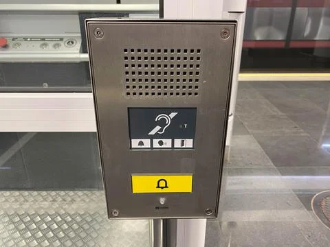 Large call button for an inclusive elevator in the subway or shopping center  Foto stock