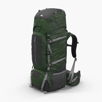 Large Camping Backpack Green 3D Model