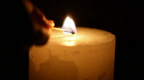 Large candle lit match Stock Footage 45875979