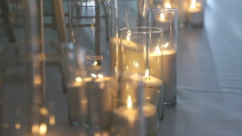 Large candles in a glass Stock Footage 172445593