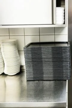 Large canteen kitchen Stock Photos
