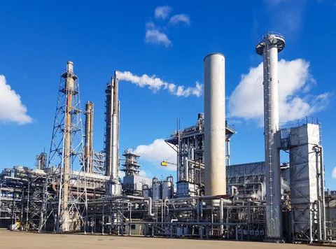 Large-capacity workshop for the production of ammonia of a petrochemical plant Stock Photos