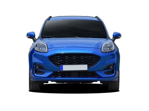 Large car on white background, front view Stock Photos