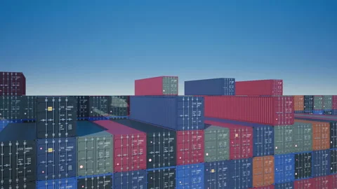 Large cargo drone brings a container to terminal. 動画素材 93301549