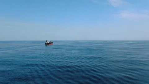 Large cargo ship. A bulk carrier carries cargo across the ocean. Stock Footage 133802738