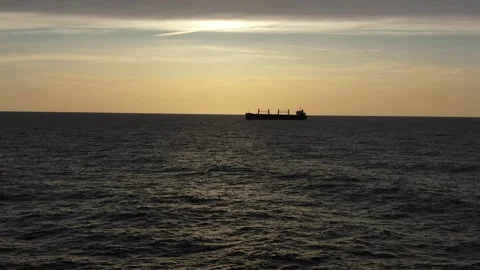 Large cargo ship. A bulk carrier carries cargo across the ocean. Stock Footage 133914943