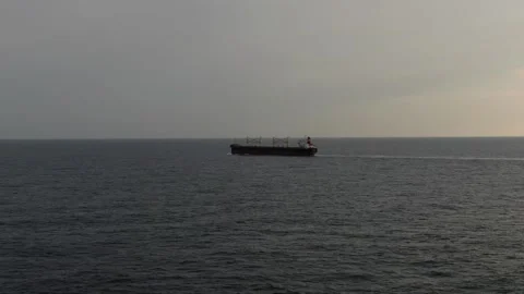 Large cargo ship. A bulk carrier carries cargo across the ocean. Stock Footage 133969034