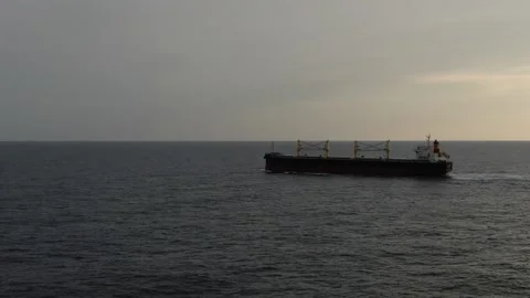 Large cargo ship. A bulk carrier carries cargo across the ocean. Stock Footage 133969065