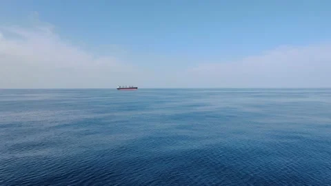 Large cargo ship. A bulk carrier carries cargo across the ocean. Video stock 133970908