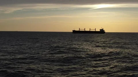 Large cargo ship. A bulk carrier carries cargo across the ocean. Stock Footage 134039648