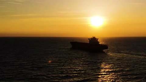 Large cargo ship. A bulk carrier carries cargo across the ocean. Stock Footage 134043929