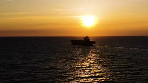 Large cargo ship. A bulk carrier carries cargo across the ocean. Video stock 134070336