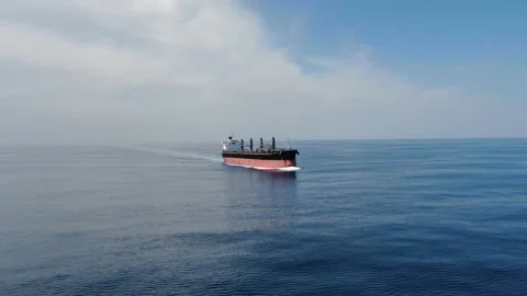 Large cargo ship. A bulk carrier carries cargo across the ocean. Stock Footage 134074768