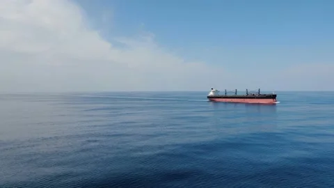 Large cargo ship. A bulk carrier carries cargo across the ocean. Stock Footage 134088186