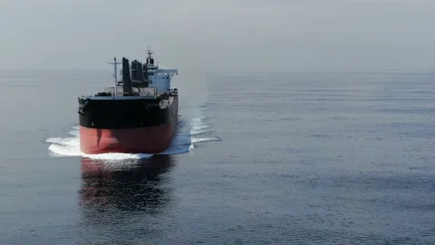 Large cargo ship. A bulk carrier carries cargo across the ocean. Stock Footage 134125482