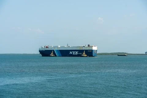 Large cargo ship in Darwin Harbour Stock Photos