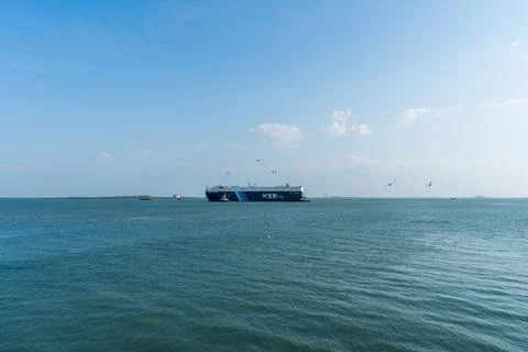 Large cargo ship in Darwin Harbour Stock Photos