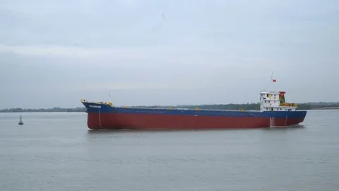 Large cargo ship Stock Footage 72368695