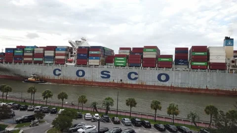 Large Cargo Ship Passing By. Full Of Cargo Stock Footage 231715521