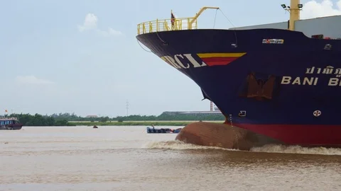  Large Cargo Ship Passing By in Hong Kong, China, Asia Stock Footage 89637745